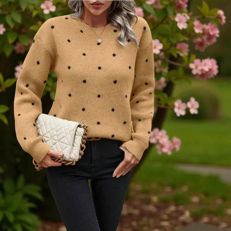 Hazel Blues® | Polka Dot Long Sleeve Sweater