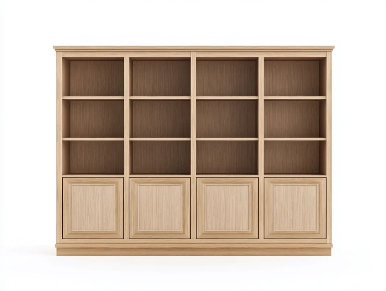 Bibliothèque en bois 200×35×180 cm – chêne clair – avec espace de rangement-Habitatoliq