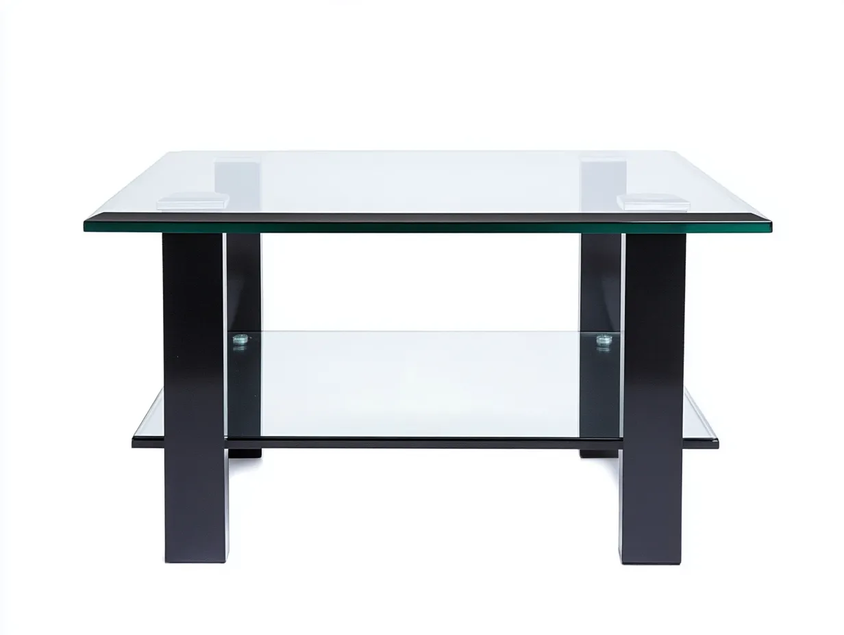Table basse verre et métal 100x60x45 cm – transparent et noir – design contemporain avec étagère-Habitatoliq