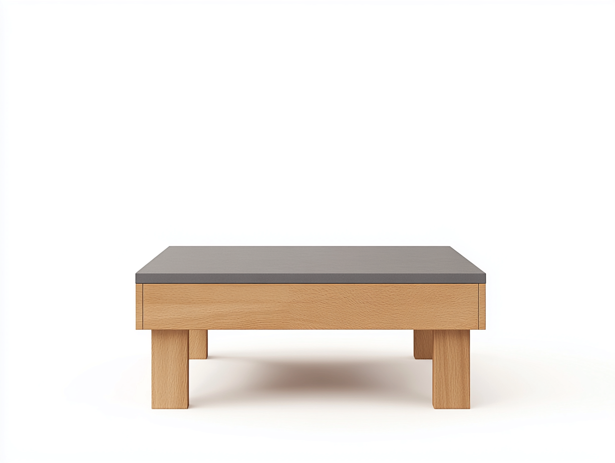 Table basse rectangulaire gris anthracite et chêne 95×65×35 cm – design moderne – structure bois massif-Habitatoliq