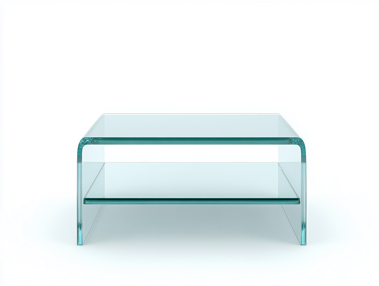 Table basse en verre trempé 105x55x42 cm – transparent – design moderne avec étagère-Habitatoliq