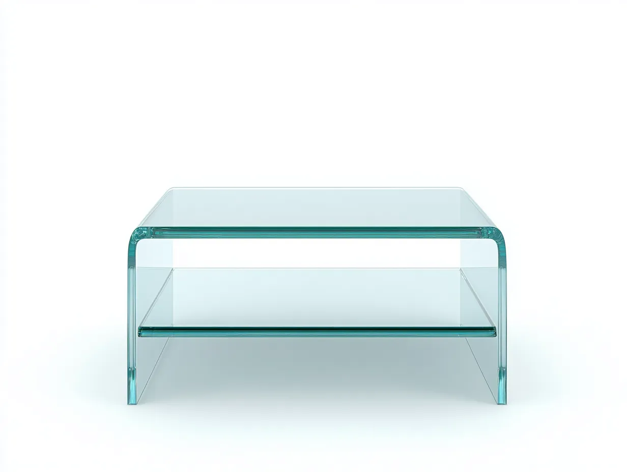 Table basse en verre trempé 105x55x42 cm – transparent – design moderne avec étagère-Habitatoliq