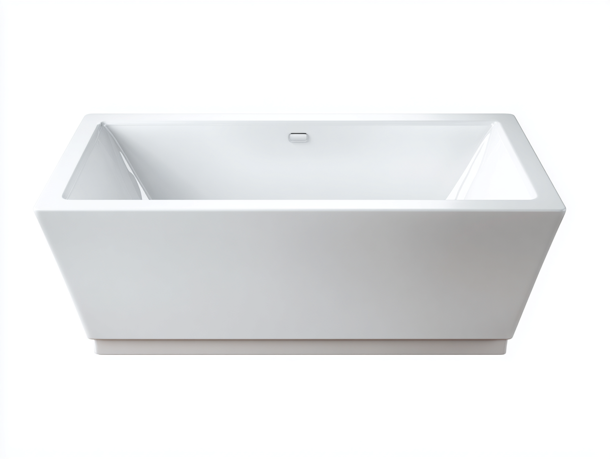 Baignoire autoportante acrylique 170×80×60 cm – blanche – style moderne minimaliste-Habitatoliq
