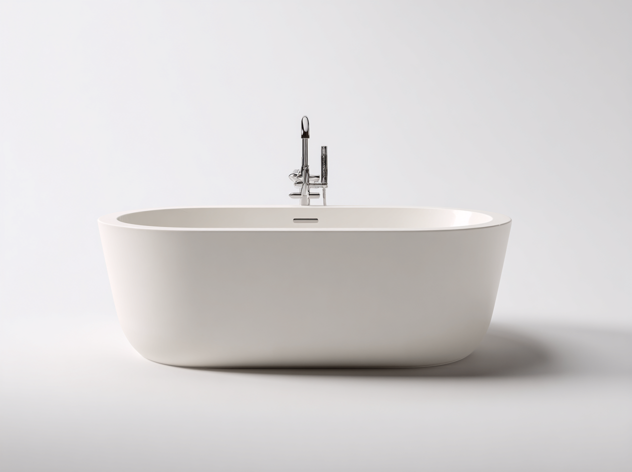 Baignoire autoportante acrylique 175×85×60 cm – blanc mat – style minimaliste moderne-Habitatoliq