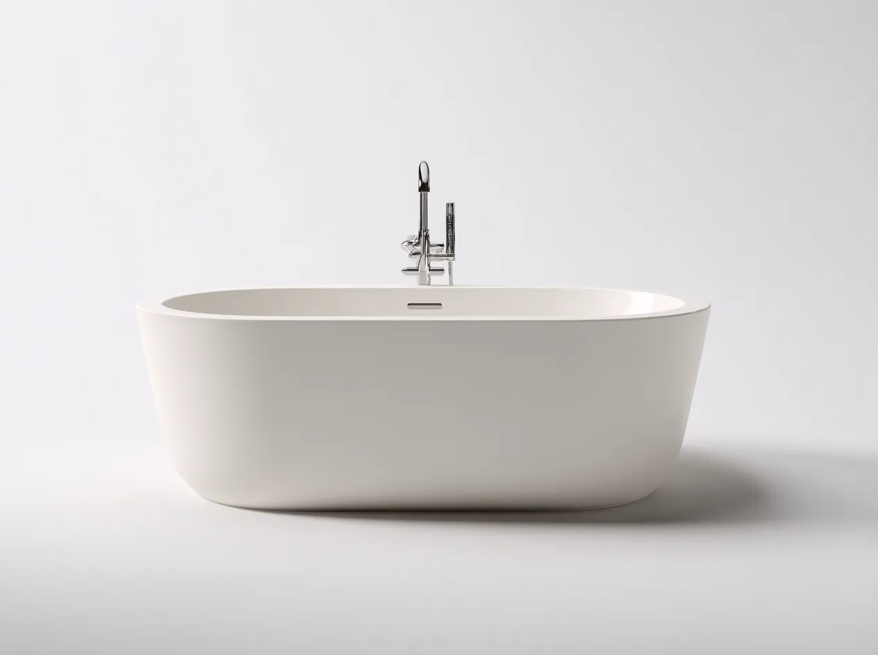 Baignoire autoportante acrylique 175×85×60 cm – blanc mat – style minimaliste moderne-Habitatoliq