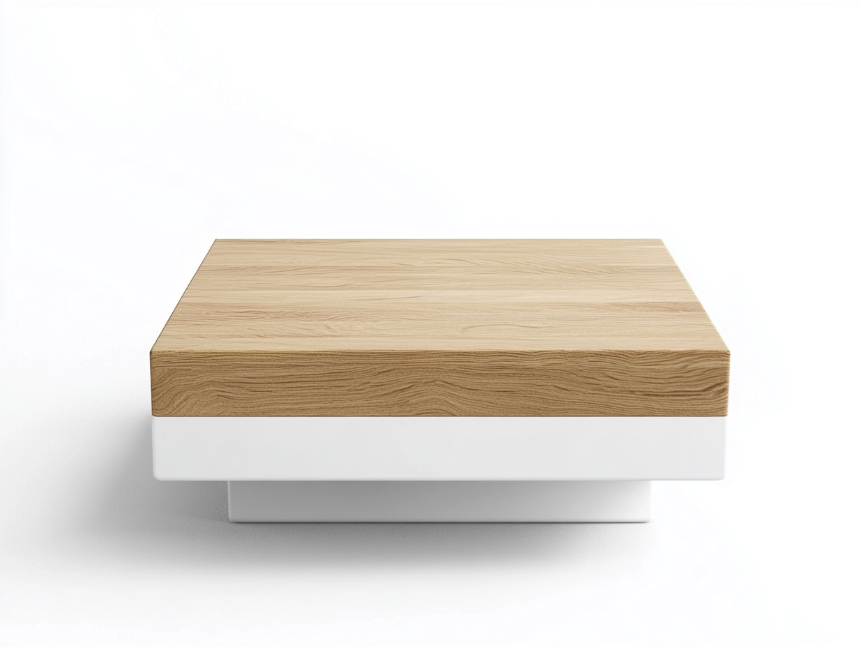 Table basse carrée 80×80×35 cm – chêne clair/blanc – style moderne épuré-Habitatoliq