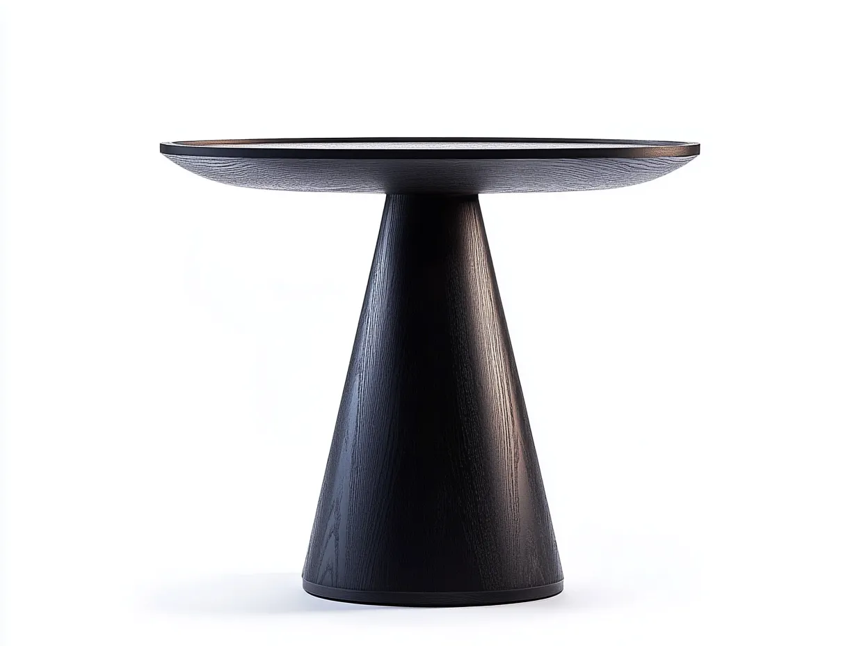 Table d’appoint ronde noire 55×55×65 cm – design contemporain – pied conique en bois massif-Habitatoliq
