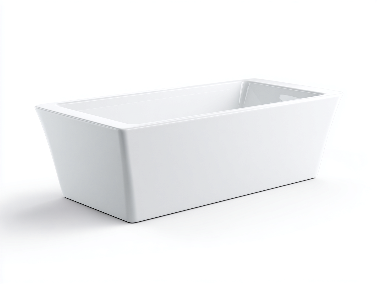 Baignoire autoportante acrylique 170×75×60 cm – blanche – style contemporain épuré-Habitatoliq