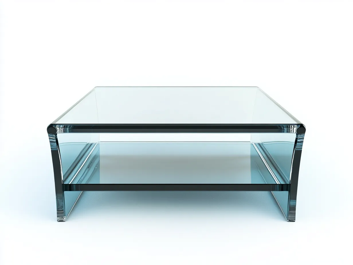 Table basse en verre trempé 100x60x40 cm – transparent – avec étagère inférieure-Habitatoliq