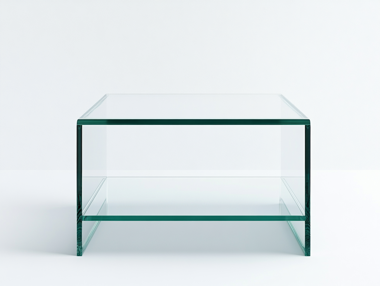 Table basse carrée 90×90×40 cm – verre transparent – design moderne avec étagère-Habitatoliq