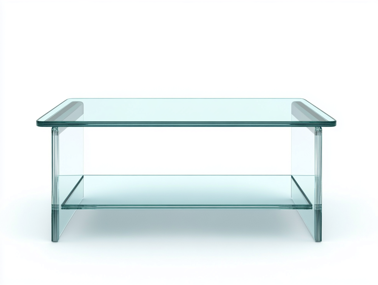 Table basse rectangulaire 115×60×42 cm – verre transparent avec tablette inférieure – structure en verre trempé – design contemporain épuré-Habitatoliq