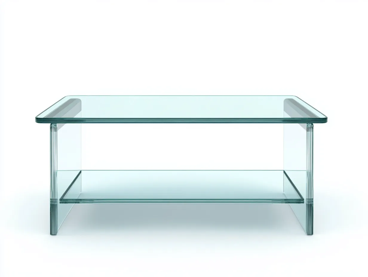 Table basse rectangulaire 115×60×42 cm – verre transparent avec tablette inférieure – structure en verre trempé – design contemporain épuré-Habitatoliq