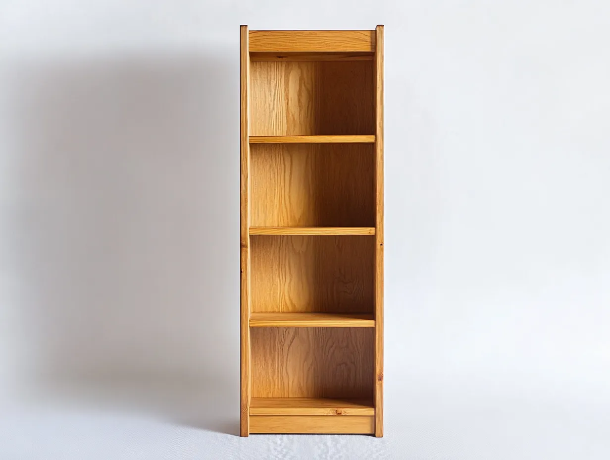 Bibliothèque en pin massif 70×30×175 cm – bois naturel – avec espace de rangement-Habitatoliq