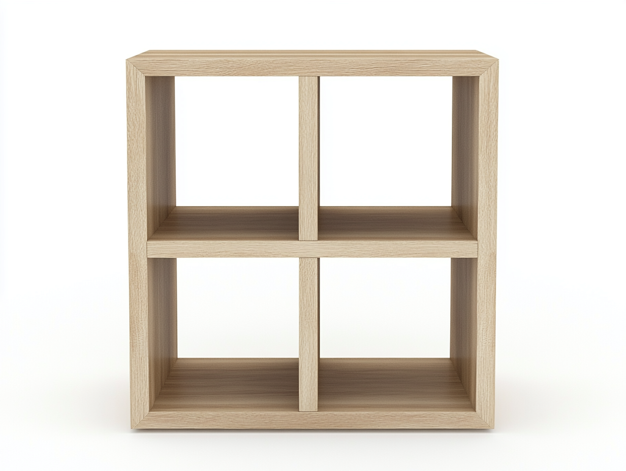 Bibliothèque carrée en bois 90×35×90 cm – chêne clair – design moderne avec espace de rangement-Habitatoliq