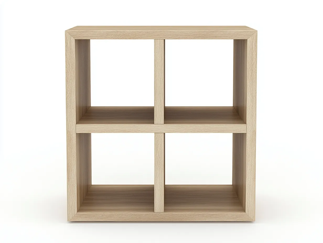 Bibliothèque carrée en bois 90×35×90 cm – chêne clair – design moderne avec espace de rangement-Habitatoliq