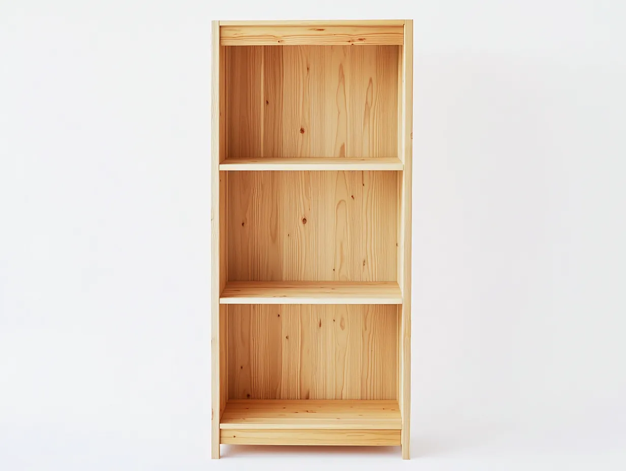 Bibliothèque en bois de pin 80×30×170 cm – pin naturel – avec espace de rangement-Habitatoliq