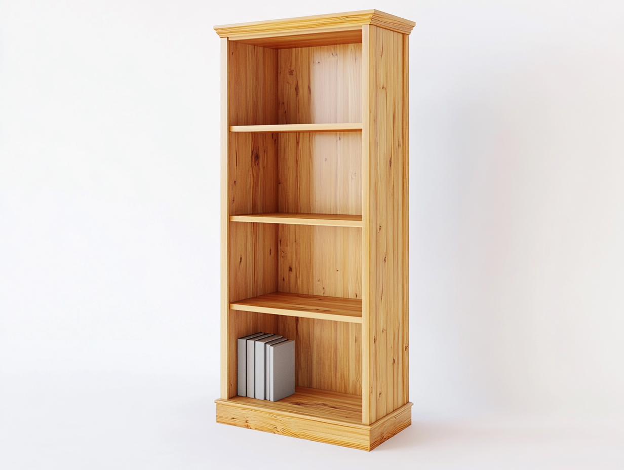 Bibliothèque en bois de pin 90×30×185 cm – pin naturel – avec espace de rangement-Habitatoliq