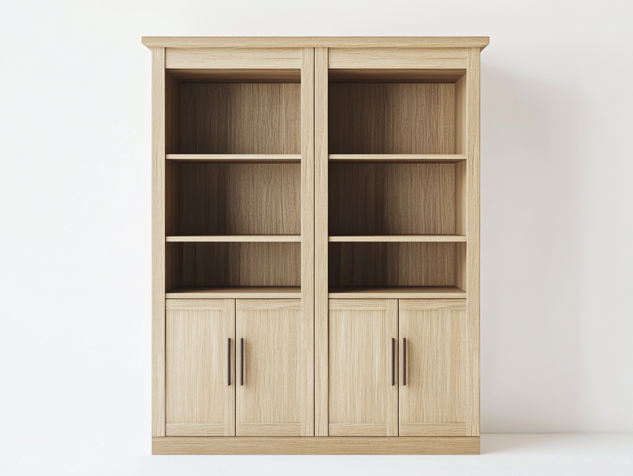 Bibliothèque en bois 140×35×180 cm – chêne clair – avec espace de rangement-Habitatoliq