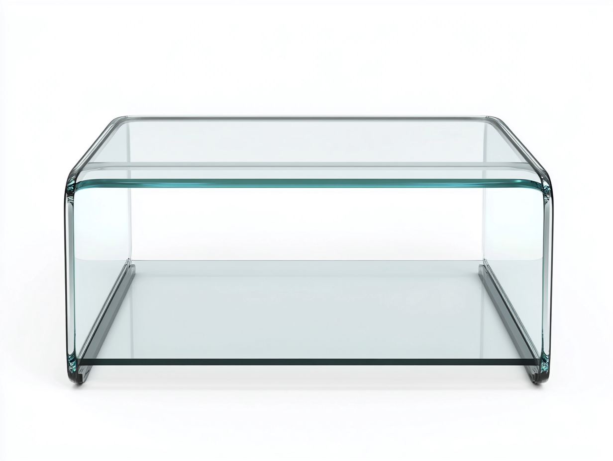 Table basse rectangulaire en verre transparent 100×60×40 cm – design contemporain – structure cintrée avec tablette-Habitatoliq
