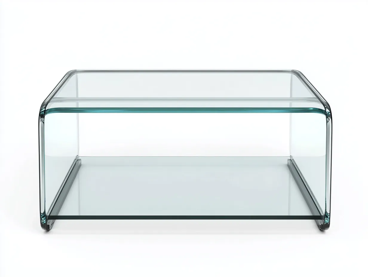 Table basse rectangulaire en verre transparent 100×60×40 cm – design contemporain – structure cintrée avec tablette-Habitatoliq
