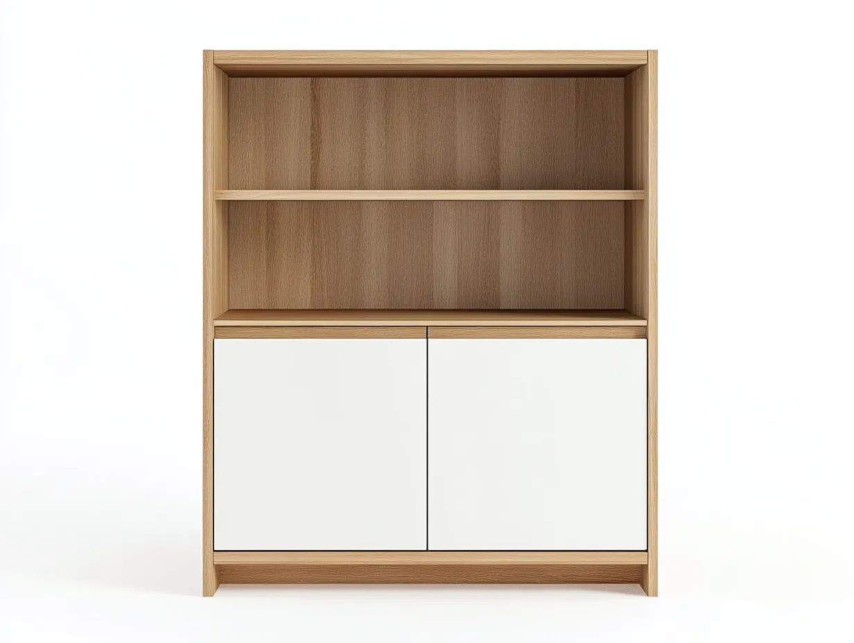 Bibliothèque en bois 120×35×170 cm – chêne clair/blanc – style scandinave avec espace de rangement-Habitatoliq
