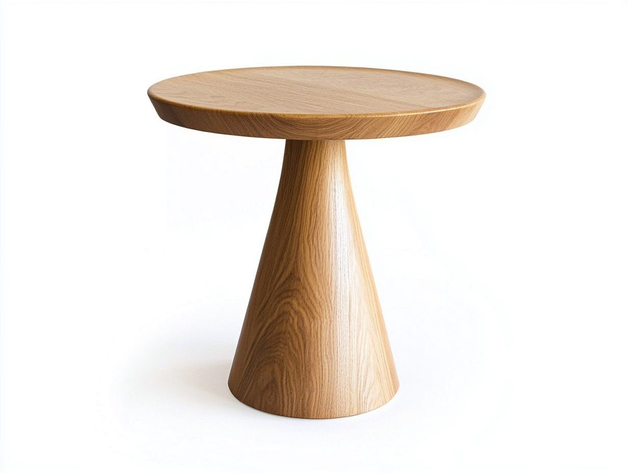 Table basse en bois 58x58x60 cm – chêne clair – design conique naturel-Habitatoliq