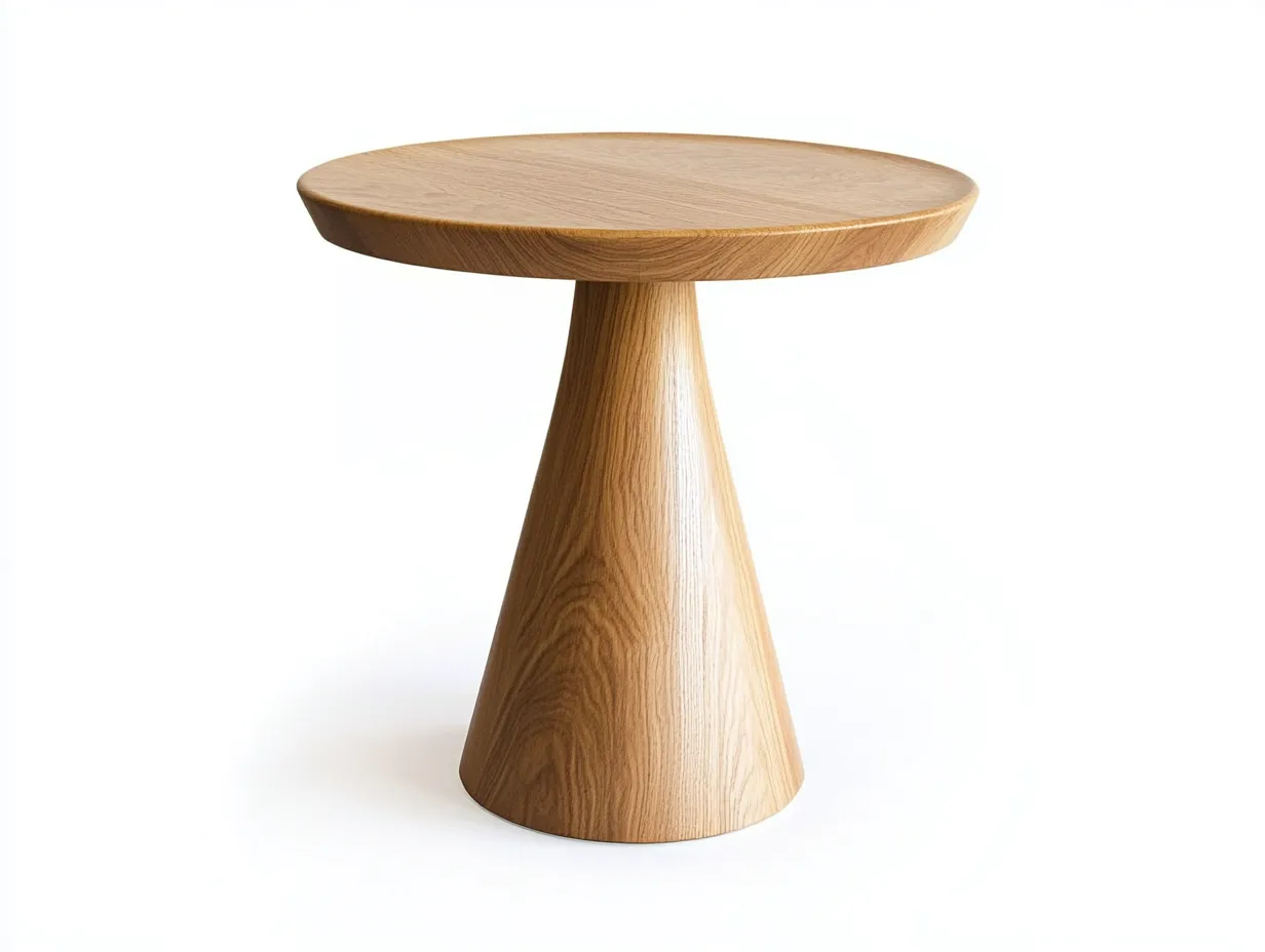 Table basse en bois 58x58x60 cm – chêne clair – design conique naturel-Habitatoliq