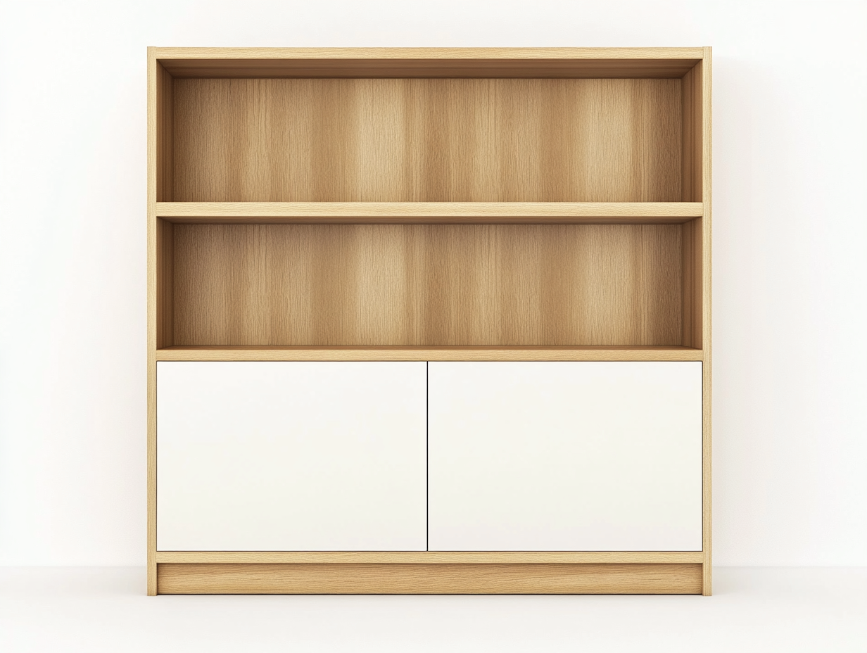 Bibliothèque en bois 130×35×135 cm – chêne clair et blanc – style moderne avec espace de rangement-Habitatoliq