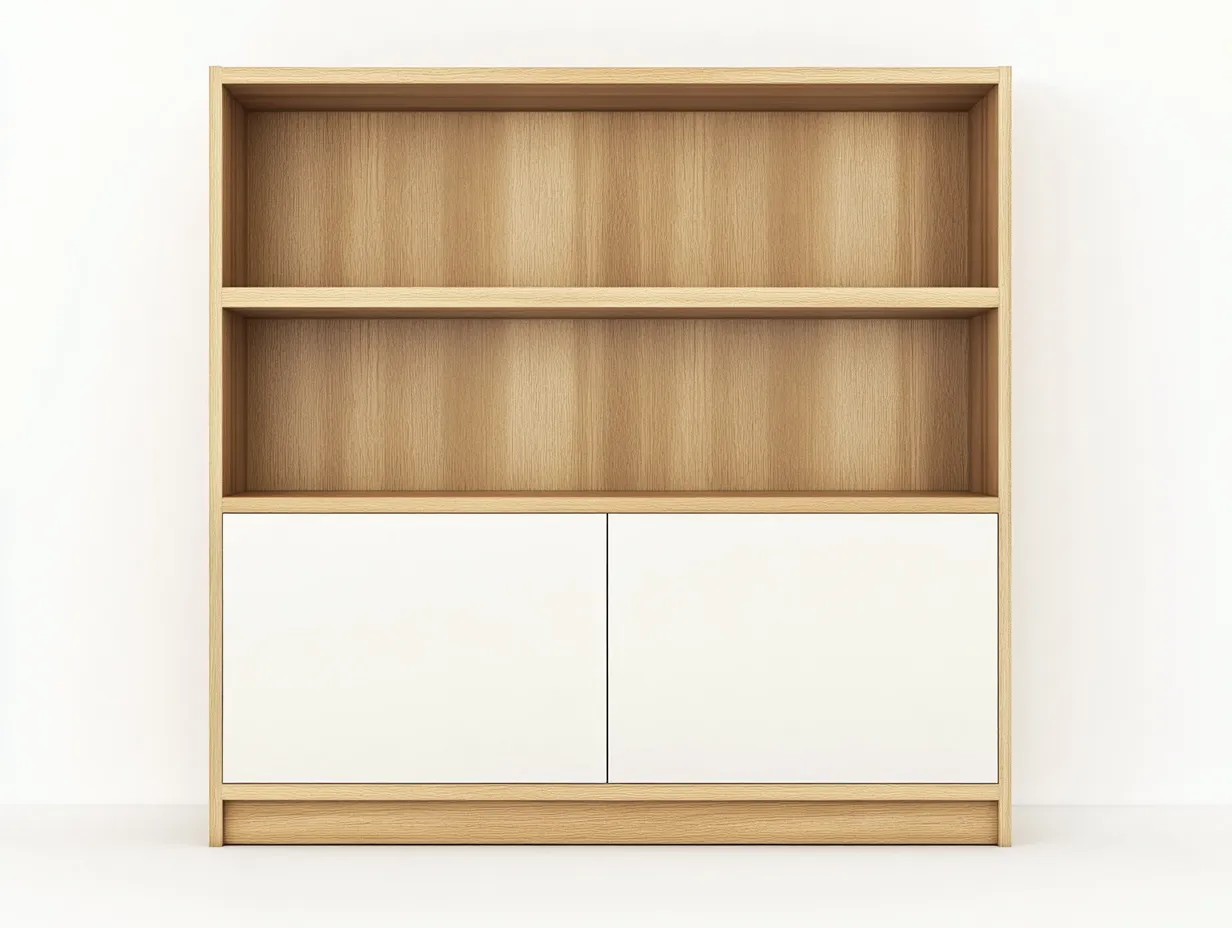 Bibliothèque en bois 130×35×135 cm – chêne clair et blanc – style moderne avec espace de rangement-Habitatoliq