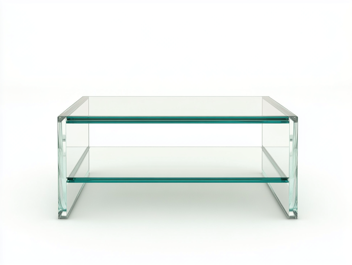 Table basse rectangulaire 110×60×40 cm – verre transparent trempé – design moderne avec tablette de rangement-Habitatoliq