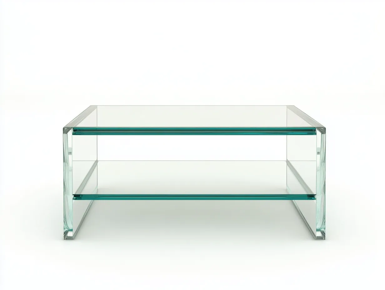 Table basse rectangulaire 110×60×40 cm – verre transparent trempé – design moderne avec tablette de rangement-Habitatoliq