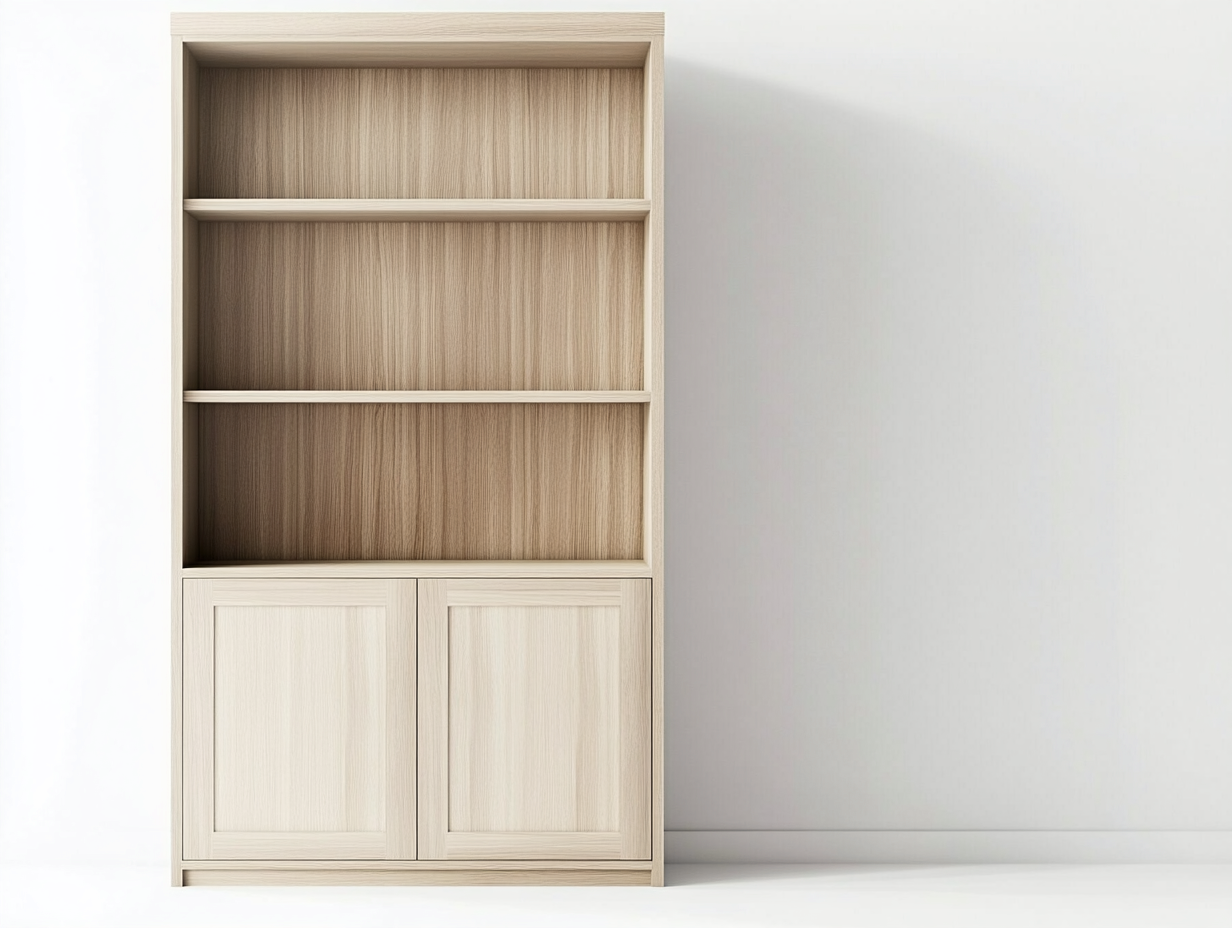 Bibliothèque en chêne clair 100×35×190 cm – design contemporain – avec portes et espace de rangement-Habitatoliq