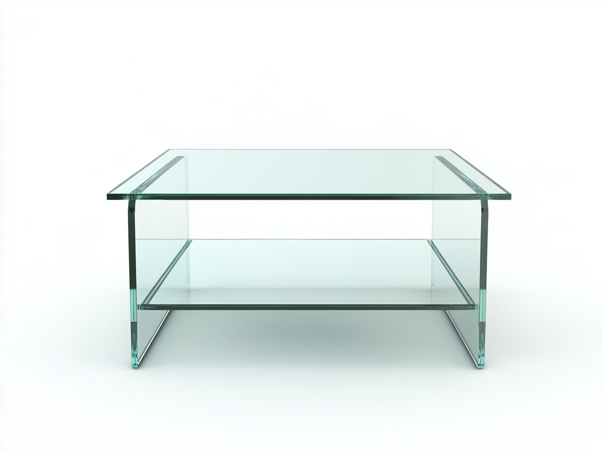 Table basse rectangulaire 110×60×40 cm – verre transparent – design moderne avec étagère-Habitatoliq