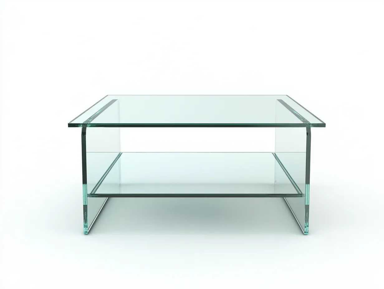 Table basse rectangulaire 110×60×40 cm – verre transparent – design moderne avec étagère-Habitatoliq