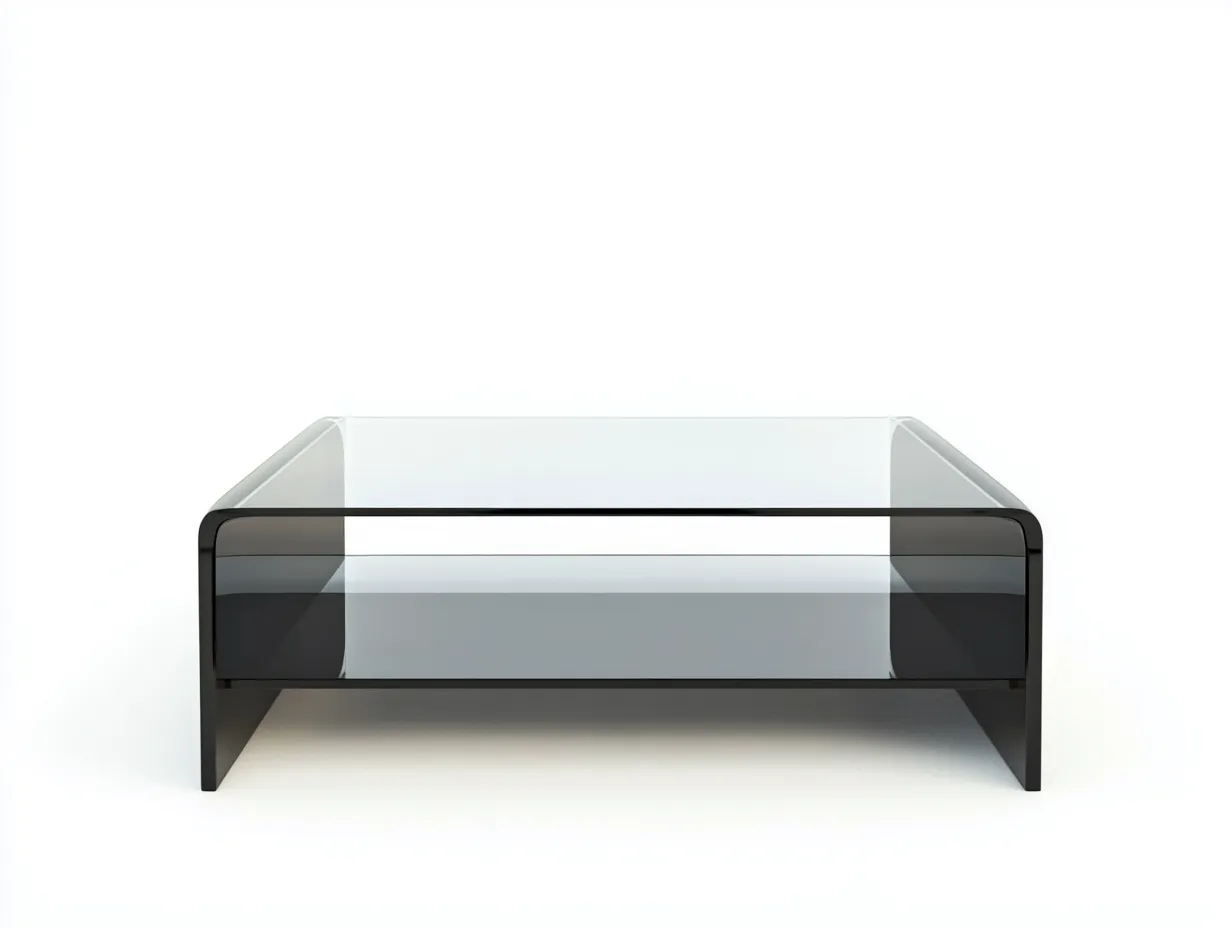 Table basse en verre trempé 100x60x40 cm – gris fumé – design moderne avec étagère-Habitatoliq