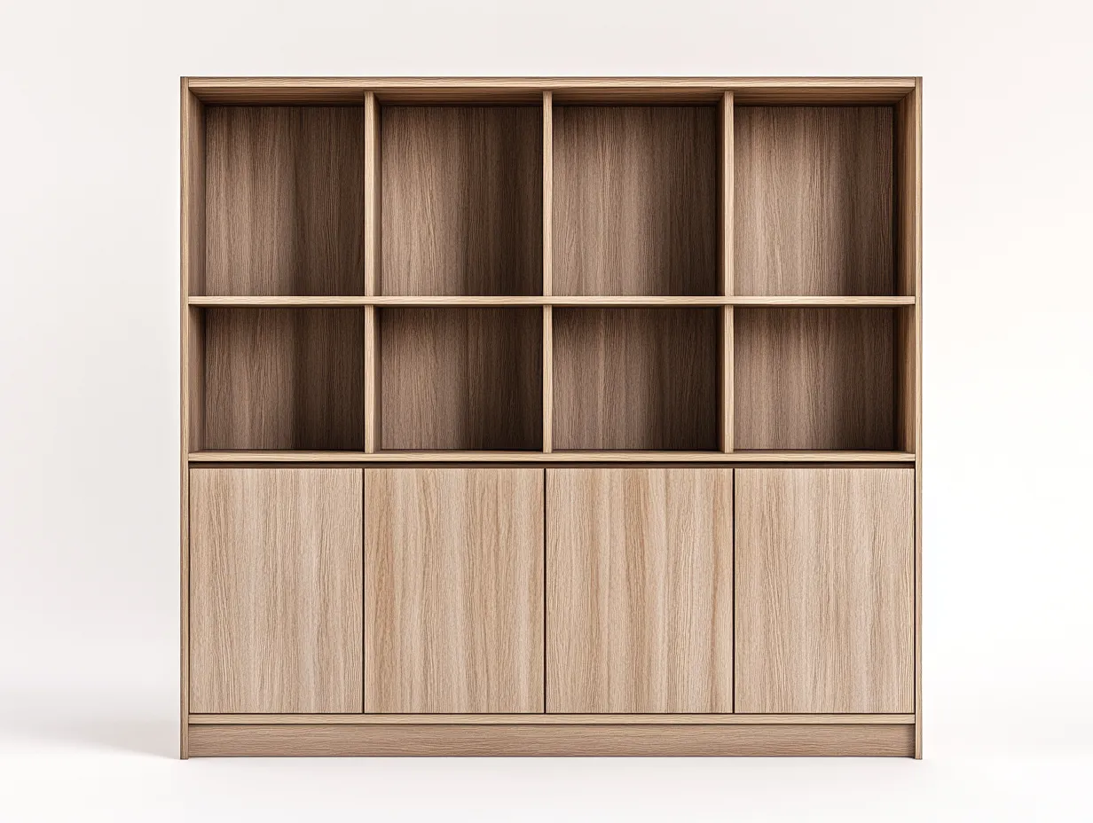 Bibliothèque en bois 190×35×180 cm – chêne clair – avec espace de rangement-Habitatoliq