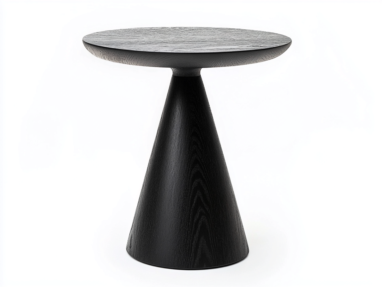 Table d’appoint noire 55×55×65 cm – design contemporain – pied conique en bois MDF-Habitatoliq