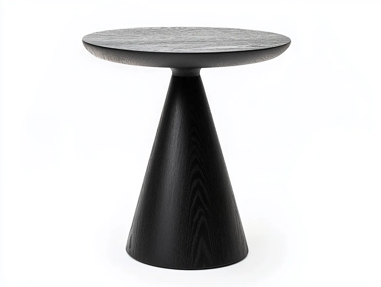 Table d’appoint noire 55×55×65 cm – design contemporain – pied conique en bois MDF-Habitatoliq