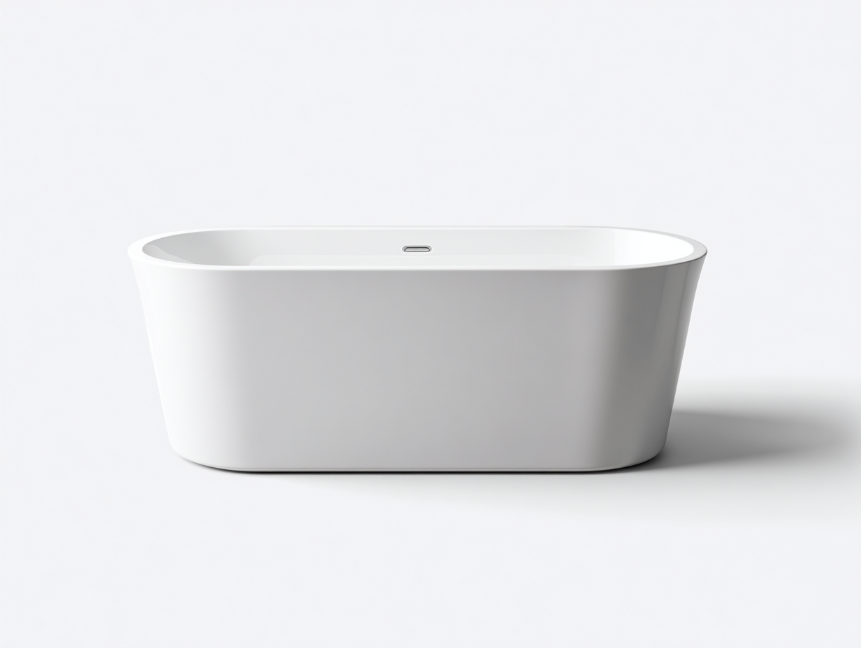 Baignoire autoportante acrylique 170×80×60 cm – blanche – design ovale épuré-Habitatoliq