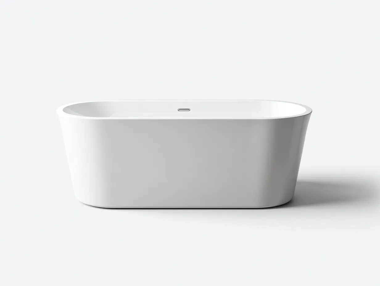 Baignoire autoportante acrylique 170×80×60 cm – blanche – design ovale épuré-Habitatoliq