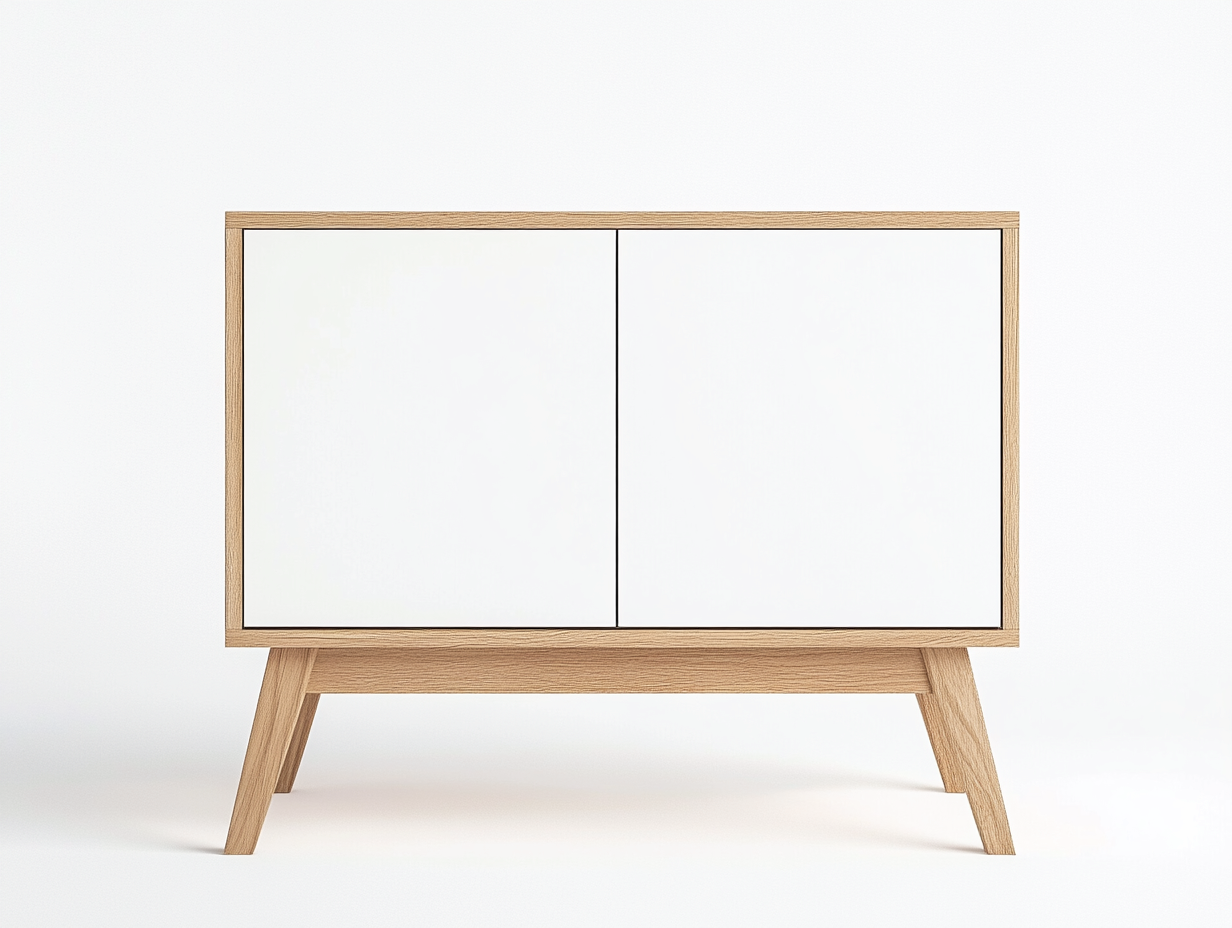 Meuble TV bois clair et blanc 130x40x75 cm – style scandinave – avec espace de rangement-Habitatoliq