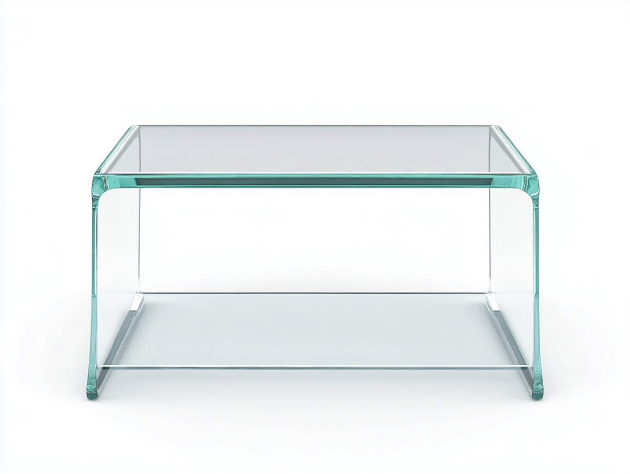 Table basse rectangulaire en verre transparent 100×60×40 cm – design moderne – structure monobloc cintrée-Habitatoliq