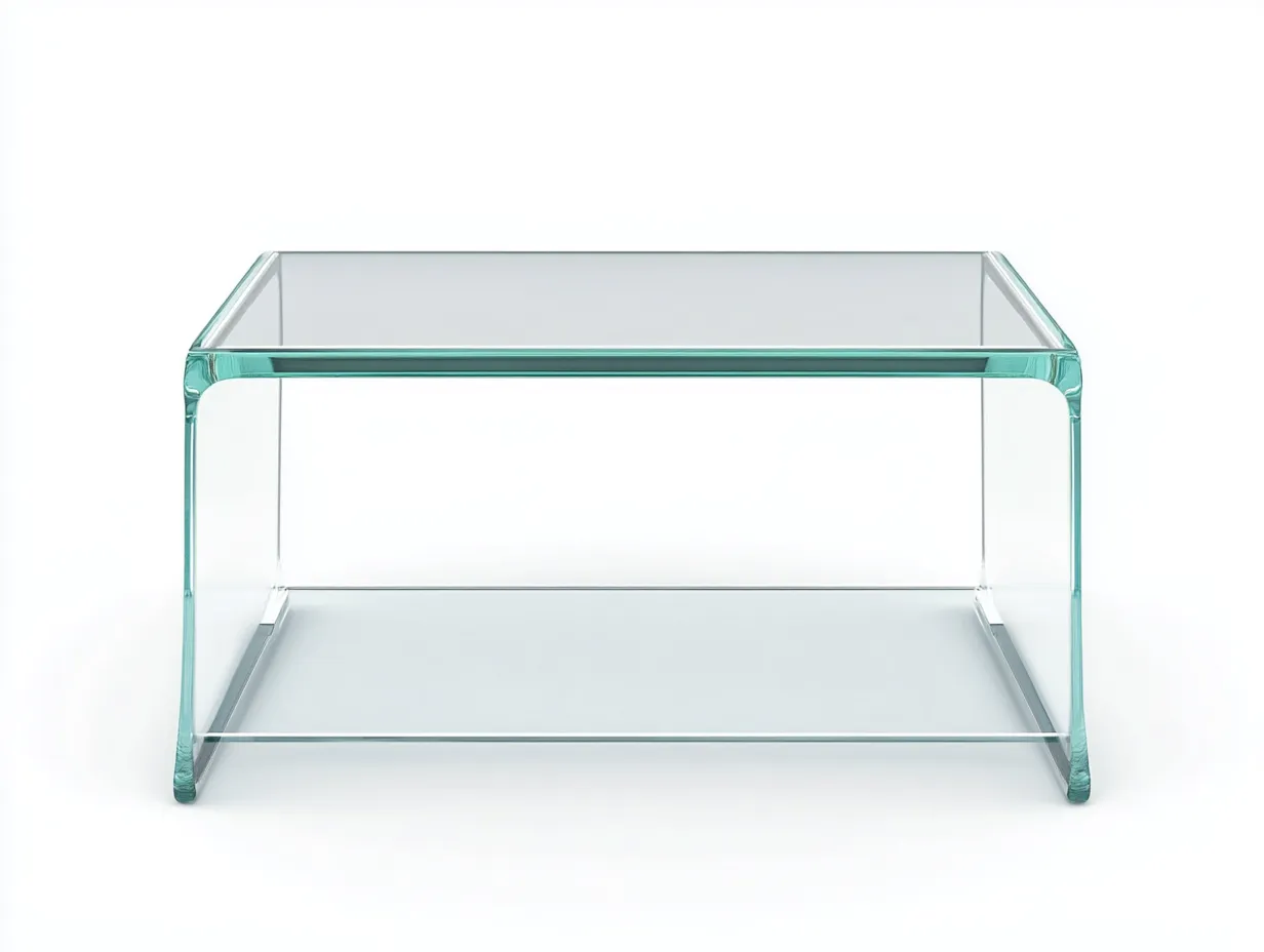Table basse rectangulaire en verre transparent 100×60×40 cm – design moderne – structure monobloc cintrée-Habitatoliq