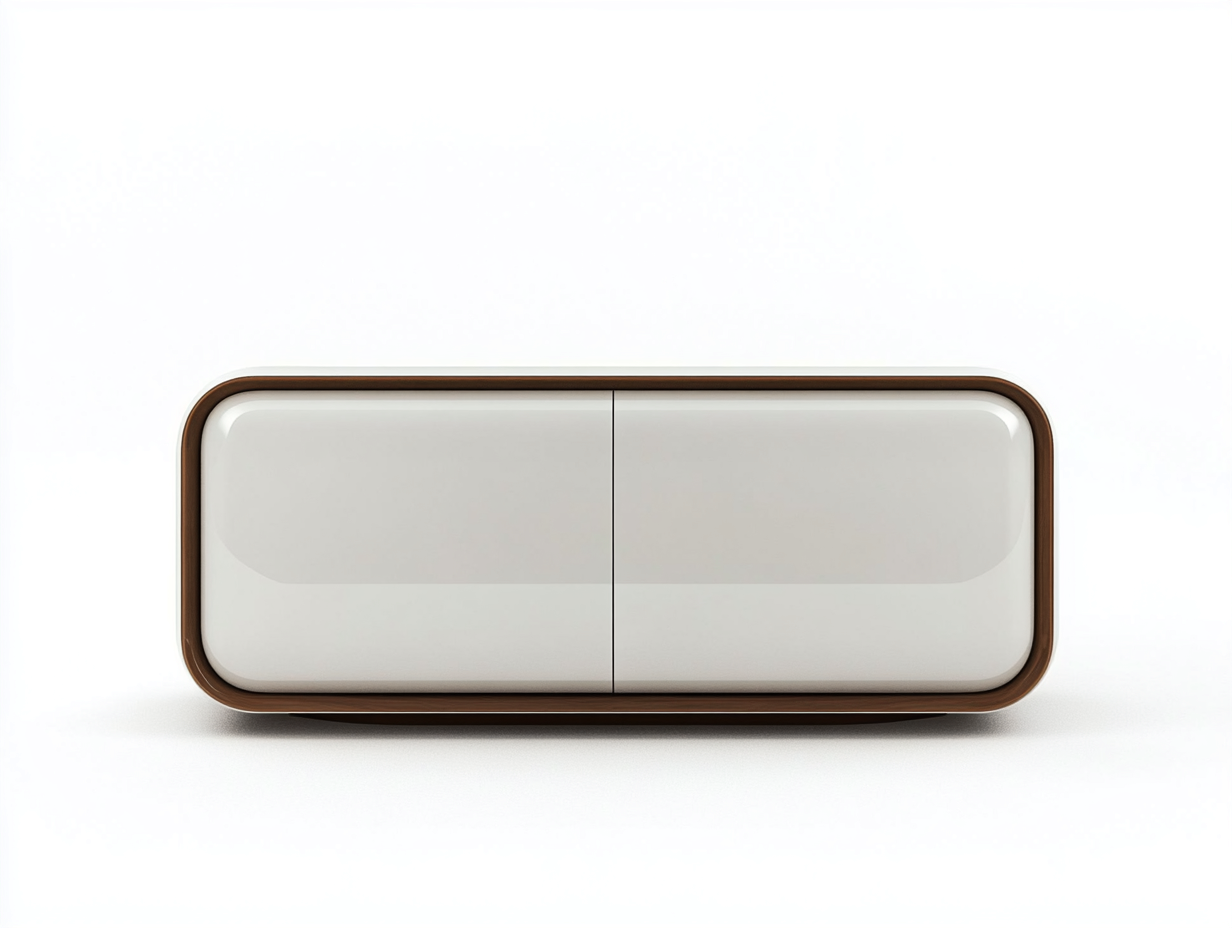 Meuble TV blanc et noyer 150x40x55 cm – design moderne – avec espace de rangement-Habitatoliq