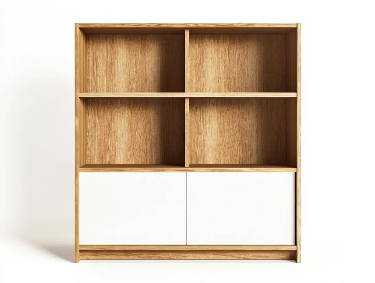 Bibliothèque en bois 110×35×165 cm – chêne clair et blanc – style moderne avec espace de rangement-Habitatoliq