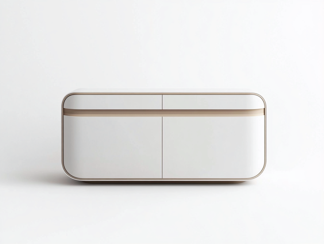Meuble TV en bois 145×42×55 cm – blanc et couleur chêne clair – avec espace de rangement-Habitatoliq