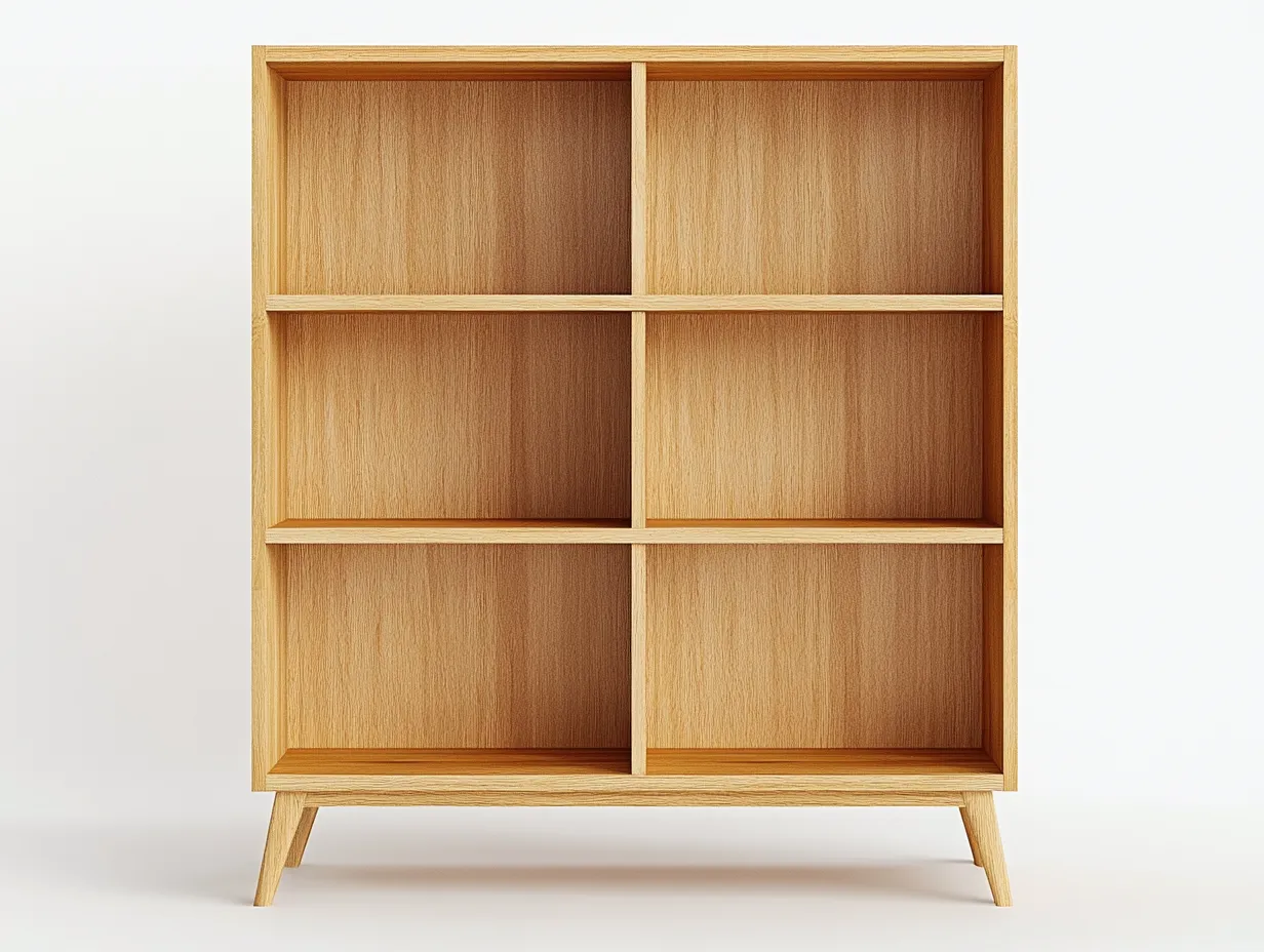 Bibliothèque en chêne clair 100×35×130 cm – style scandinave – avec espace de rangement ouvert-Habitatoliq