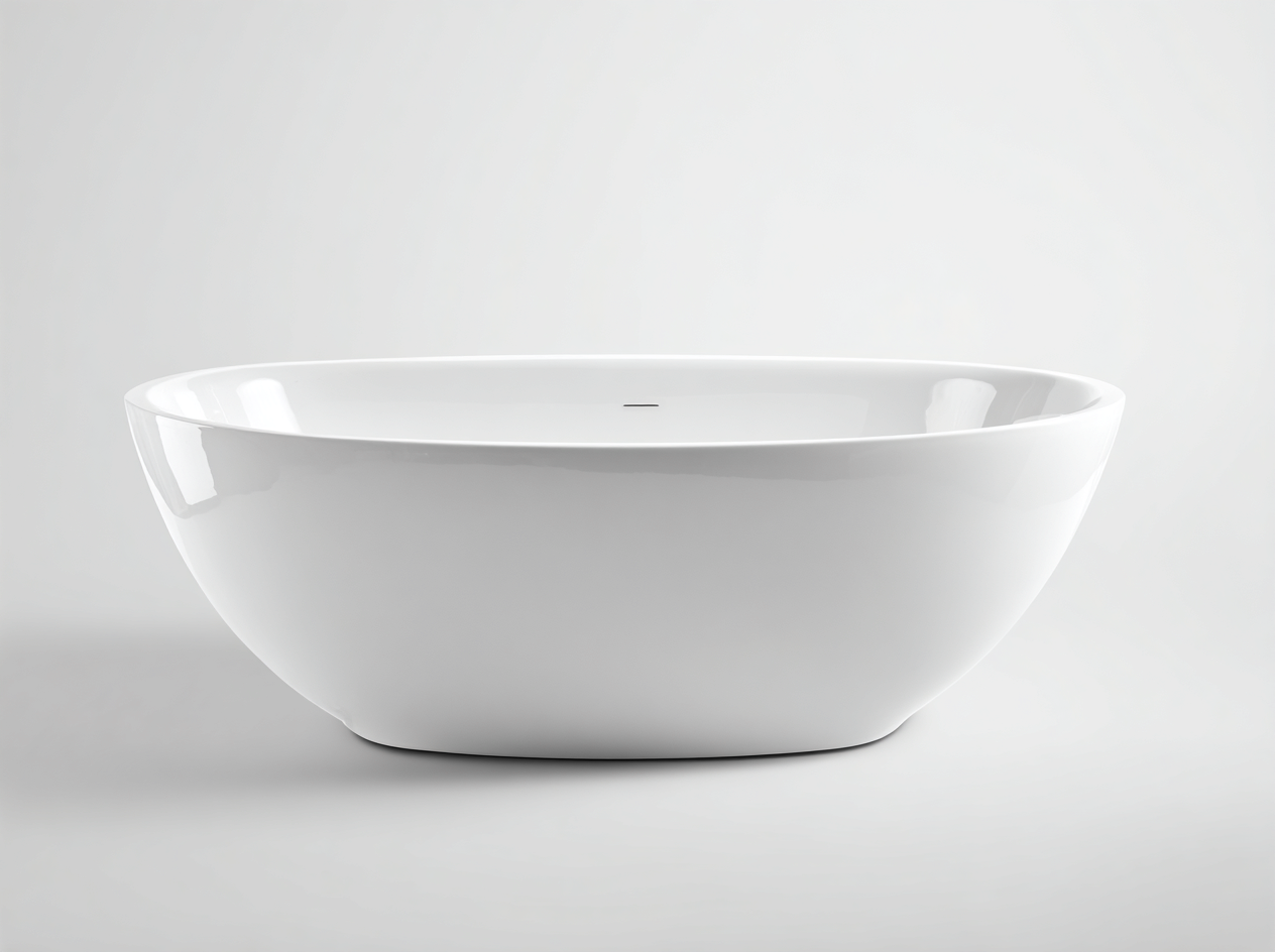 Baignoire autoportante acrylique 170×85×58 cm – blanc – design ovale contemporain-Habitatoliq