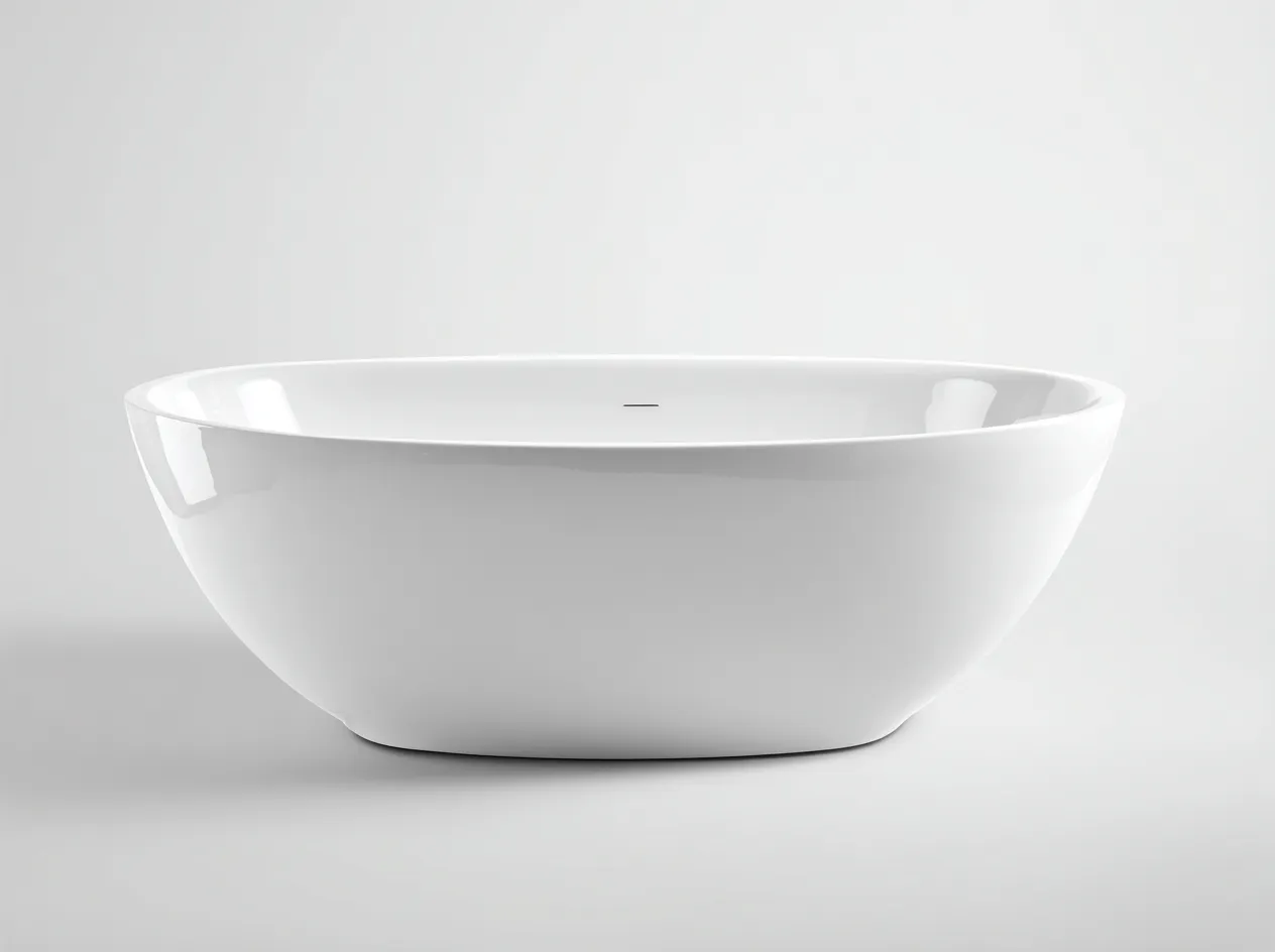 Baignoire autoportante acrylique 170×85×58 cm – blanc – design ovale contemporain-Habitatoliq