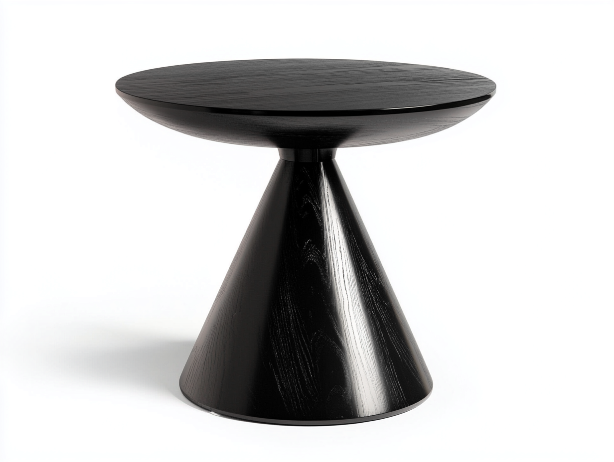 Table basse en bois 60x60x65 cm – noir – design conique moderne-Habitatoliq